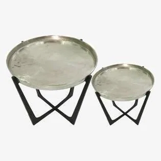 Teddy Beau Deco Home Value Rohan Set Of 2 Black And Nickel Nesting Tables