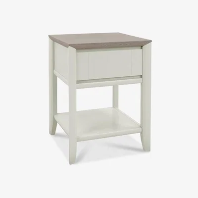 Teddy Beau Bentley Bergen With Drawer Grey Washed Oak & Soft Grey Square Lamp Table