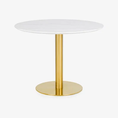 Teddy Beau Julain Bowen Palermo Round Pedestal Table in White & Gold