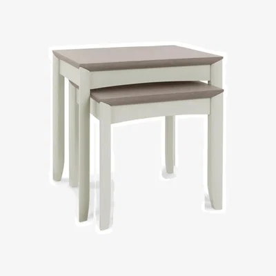 Teddy Beau Bentley Bergen Grey Washed Oak & Soft Grey Square Nest Of Lamp Tables