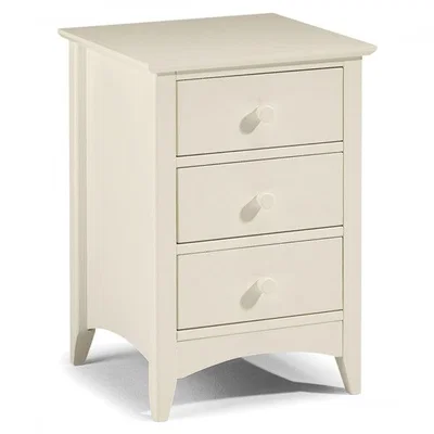 Teddy Beau Julian Bowen Cameo 3 Drawer Bedside Table / Stone White / Bedside 3 Drawers