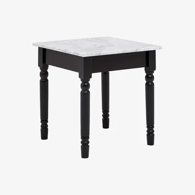 Teddy Beau Teddy's Collection Hugo Marble Top Black Frame White Side Table