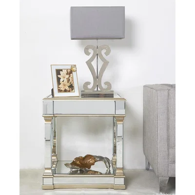 Teddy Beau Deco Home Athens Gold Mirrored End Side Table