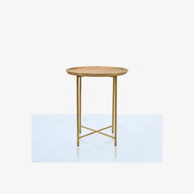 Teddy Beau Deco Home Mira Natural Wood And Gold End Table