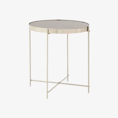 Teddy Beau Teddy's Collection Axel Grey Mirror Brushed Nickel Side Table / Small