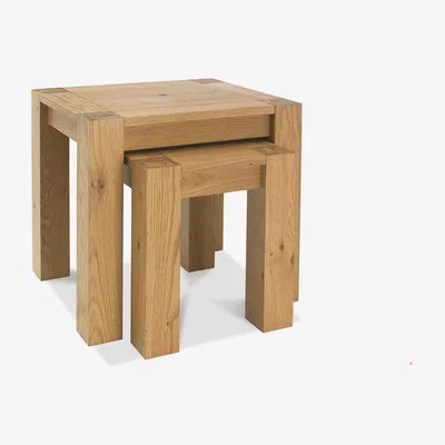 Teddy Beau Bentley Turin Oak Rectangular Nest Of Lamp Tables