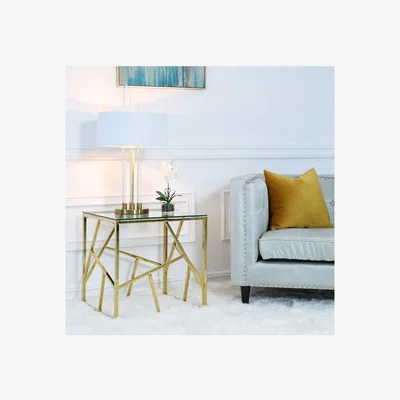Teddy Beau Deco Home Azaria Gold Metal End Table