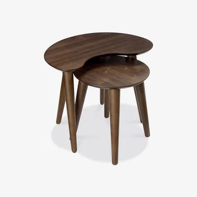 Teddy Beau Bentley Oslo Walnut Nest Of Lamp Tables