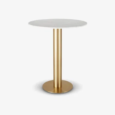 Tom Dixon Tom Dixon - Tube High Table Brass White Marble Top 900mm
