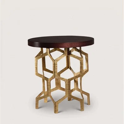 Tobias Oliver Porta Romana | Honeycomb Side Table | Decayed Gold
