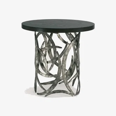Tobias Oliver Porta Romana | Miro Drum Table | Burnt Silver
