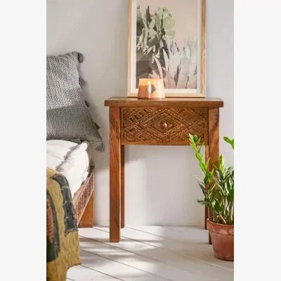 Urban Outfitters Amira Carved Side Table - Brown ALL at Urban Outfitters