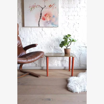 Urban Outfitters Urban Renewal Vintage Laminated Metal Edged Side Table - Orange ALL at Urban Outfitters