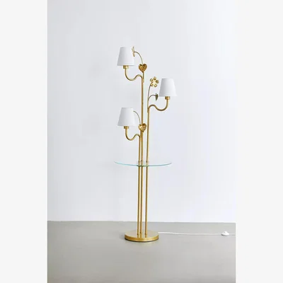 Urban Outfitters Louisa Side Table Floor Lamp - Bronze Dia: 30.5cm x H: 166.4cm at Urban Outfitters