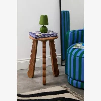Urban Outfitters Scalloped Side Table - Brown L: 36cm x W: 36cm x H: 56cm at Urban Outfitters