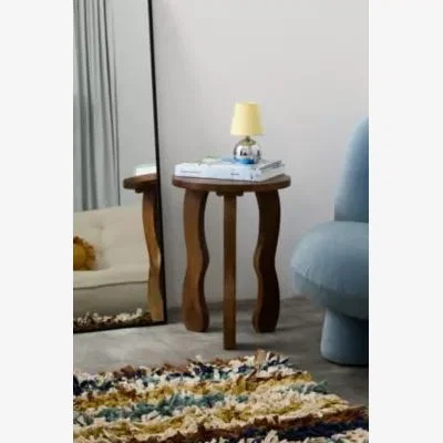 Urban Outfitters Wavy Side Table - Brown L: 41cm x w: 41cm x H: 57cm at Urban Outfitters