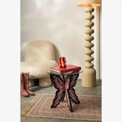 Urban Outfitters Butterfly Side Table - Pink L: 45cm x W: 45cm x H: 47cm at Urban Outfitters