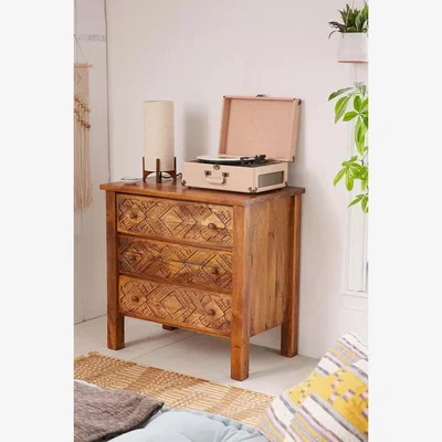 Urban Outfitters Amira Carved Side Table - Brown 50cm x 31cm x 61cm at Urban Outfitters