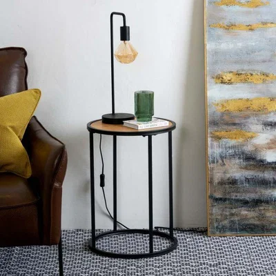 Woods Furniture Industrial Light Round Lamp Table