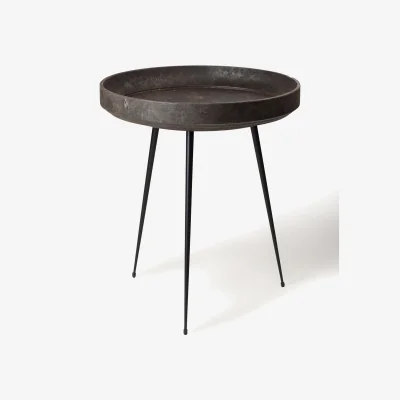 Westwing Handmade Round Oak Wood Side Table Bowl