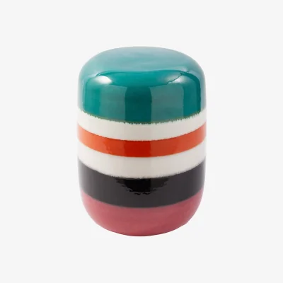 Westwing Round Handmade Side Table Striped Pill