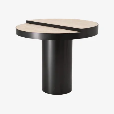 Westwing Round Side Table Excelsior with Travertine Top