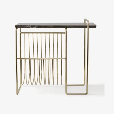 Westwing Marble Side Table Sino with Magazine Rack