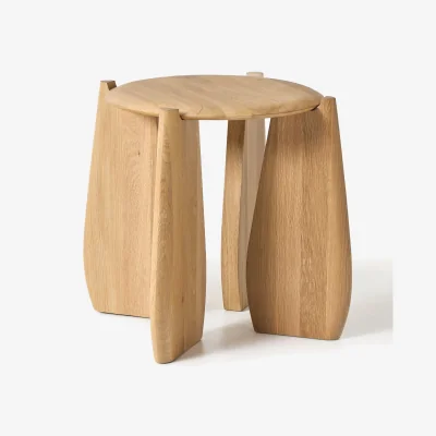 Westwing Round Oak Wood Side Table Hilda