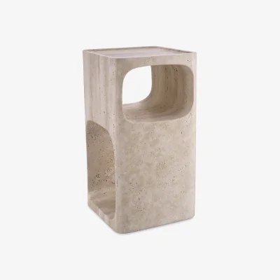 Westwing Travertine Side Table Adler with Shelf
