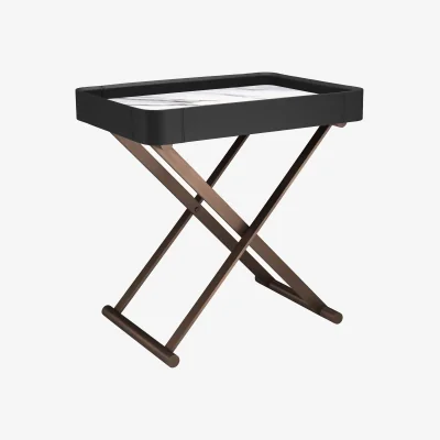 Westwing Folding Side Table Monarch with Marble-Effect Tray