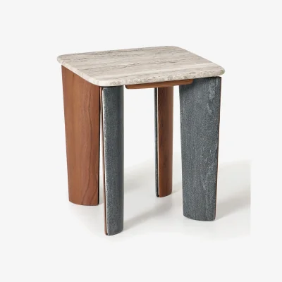 Westwing Marble & Acacia Wood Side Table Muno