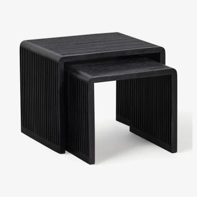Westwing Teak Wood Side Tables Willa, Set of 2