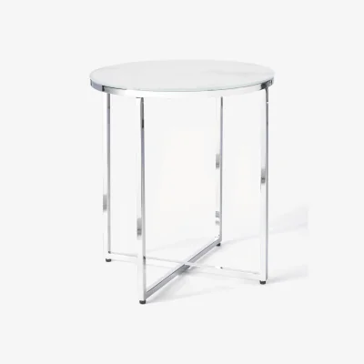 Westwing Round Side Table Antigua with Marble Effect Glass Top