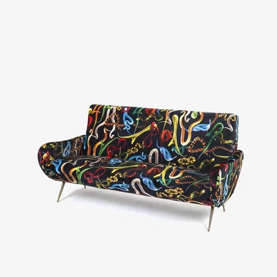 Amara Seletti wears Toiletpaper - Toiletpaper Three Seater Sofa - Snakes