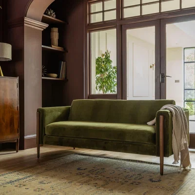 Atkin & Thyme Lexington 3-Seat Sofa In Deep Green Velvet - Natural