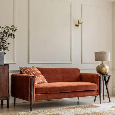 Atkin & Thyme Lexington 3-Seat Sofa in Rust Velvet - Black