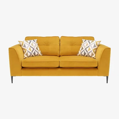Barker and Stonehouse Conza Large 3 Seater Sofa, Yellow Velvet | Barker & Stonehouse