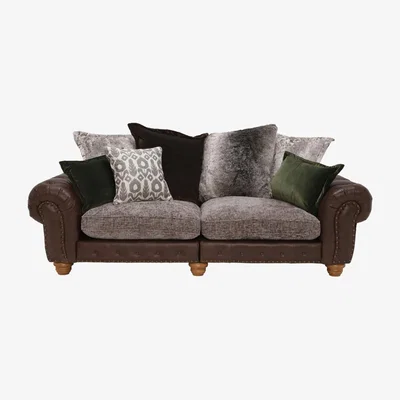 Barker and Stonehouse Melville Large Split Frame Pillow Back 3 Seater Sofa, 776 Leather | Barker & Stonehouse