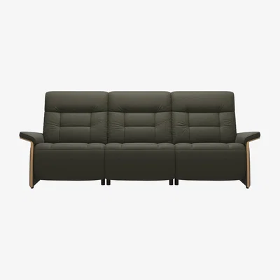 Barker and Stonehouse Stressless Mary 3 Seater With 2 Power Quickship Recliner Sofa, Green Leather | Barker & Stonehouse