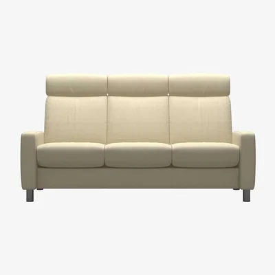 Barker and Stonehouse Stressless Arion High Back 3 Seater Sofa, Green Leather | Stressless