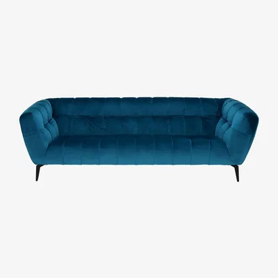Barker and Stonehouse 3 Seater Sofa - Teal Velvet - W237 x D95 x H76cm - Barker and Stonehouse