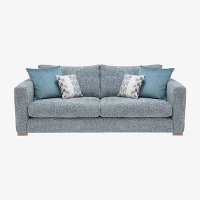 Barker and Stonehouse Fontella Large 3 Seater Fabric Sofa - Grey/Blue - W225 x D107 x H83cm - Barker &amp; Stonehouse