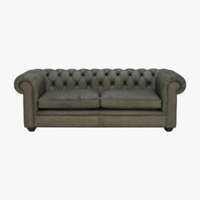 Barker and Stonehouse Winslow Medium Chesterfield 3 Seater Sofa, Green Leather | Barker & Stonehouse