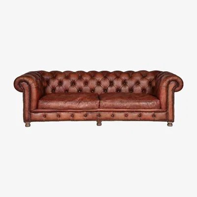 Barker and Stonehouse Timothy Oulton Westminster Feather Chesterfield Sofa 3 Seater, Red Leather | Barker & Stonehouse