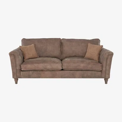 Barker and Stonehouse Darwin Large Leather 3 Seater Sofa, Brown | Barker & Stonehouse