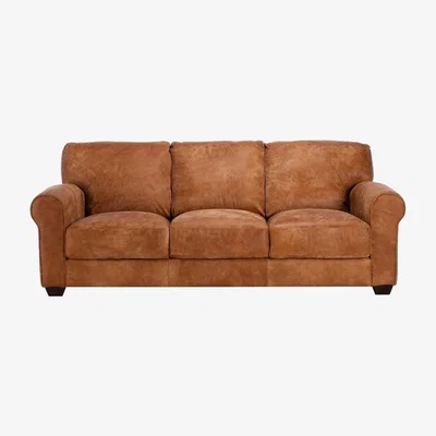 Barker and Stonehouse 100% Leather 3 Seater Sofa - Light Brown - W221 x D101 x H84cm - New Houston by Barker &amp; Stonehouse