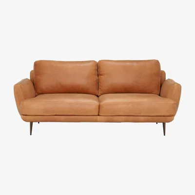 Barker and Stonehouse Pax Leather 3 Seater Sofa, Brown | Barker & Stonehouse