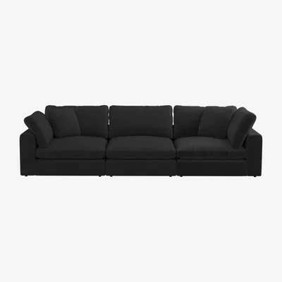 Barker and Stonehouse Artenis 3 Seater Sofa, Black Fabric | Barker & Stonehouse