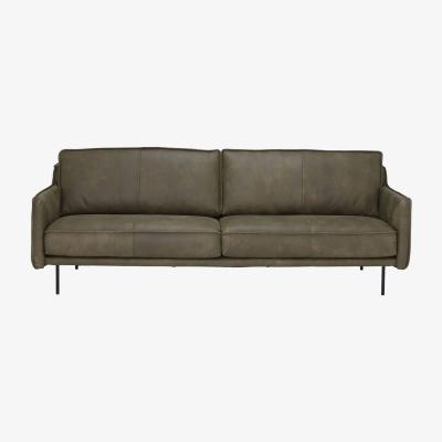 Barker and Stonehouse Livenza 3.5 Seater Sofa, Green Leather | Barker & Stonehouse