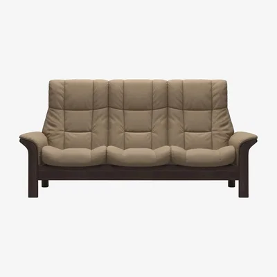 Barker and Stonehouse Stressless Windsor High Back 3 Seater Recliner Sofa, Neutral Leather | Barker & Stonehouse